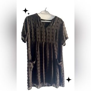 Black loose fitting flowy mini dress in black